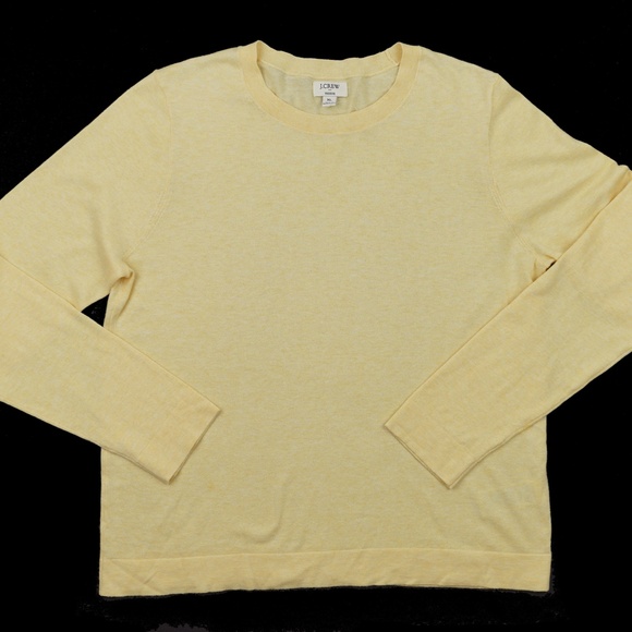 New JCREW Size XL Cotton Teddie Sweater in Yellow $89 CF165 - Picture 2 of 3